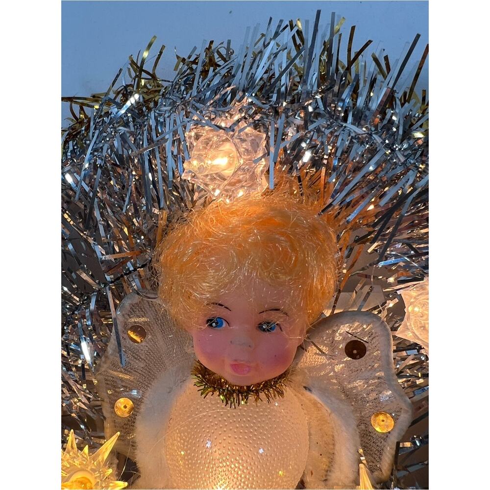 Vintage Mid Cenutry Angel Tree Topper Top or Christmas Decor Lighted Restored - Picture 5 of 13